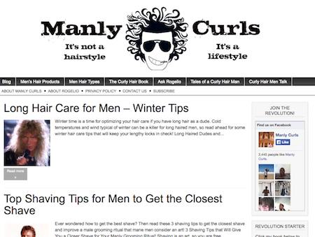 A picture of the mens hairstyles website Manly Curls